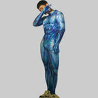 Men's Rhinestone Jumpsuit - Full-Body Sparkly Bodycon Suit for DJ & Stage Performers