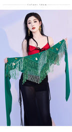 Belly Dance Hip Scarf | Beaded Tassel Wrap