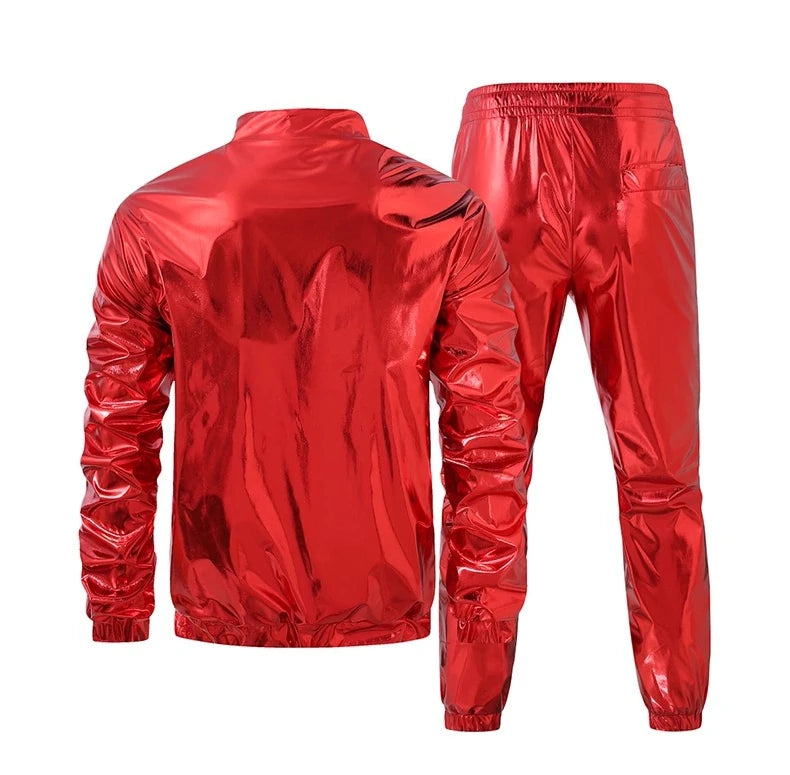 Men's Metallic Tracksuit Set | Zip Jacket & Pants | Stage