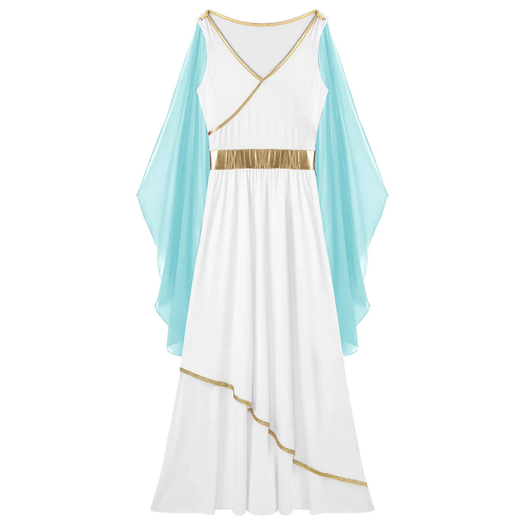 Greek Goddess Gown | One-Shoulder | Chiffon | Gold Belt