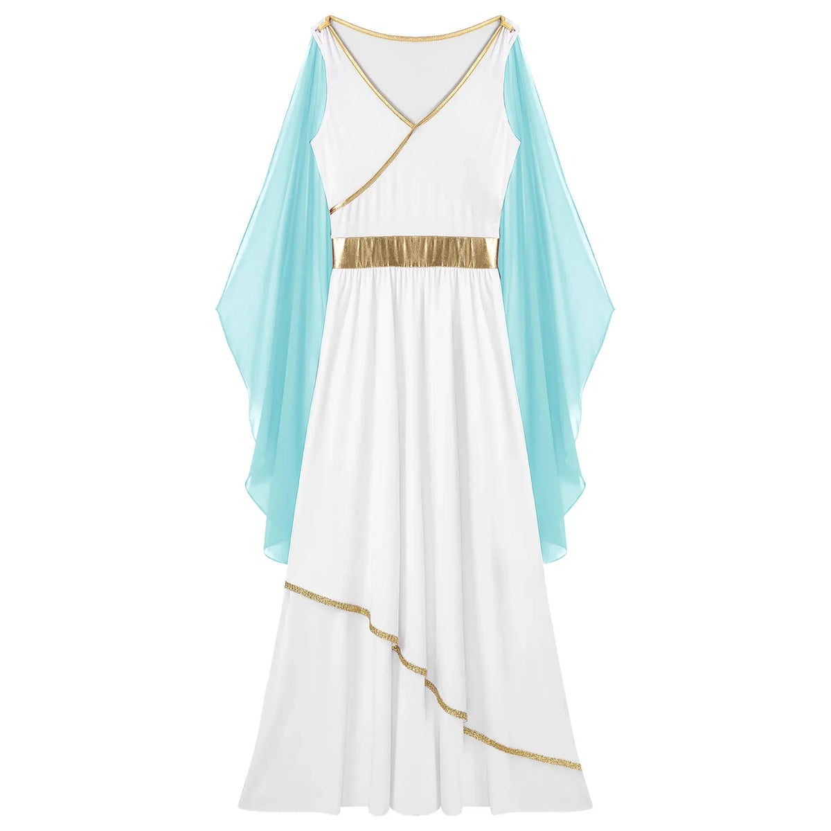 Greek Goddess Gown | One-Shoulder | Chiffon | Gold Belt