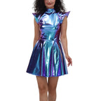 Holographic Pleated Dress | Turtleneck | 9 Colors
