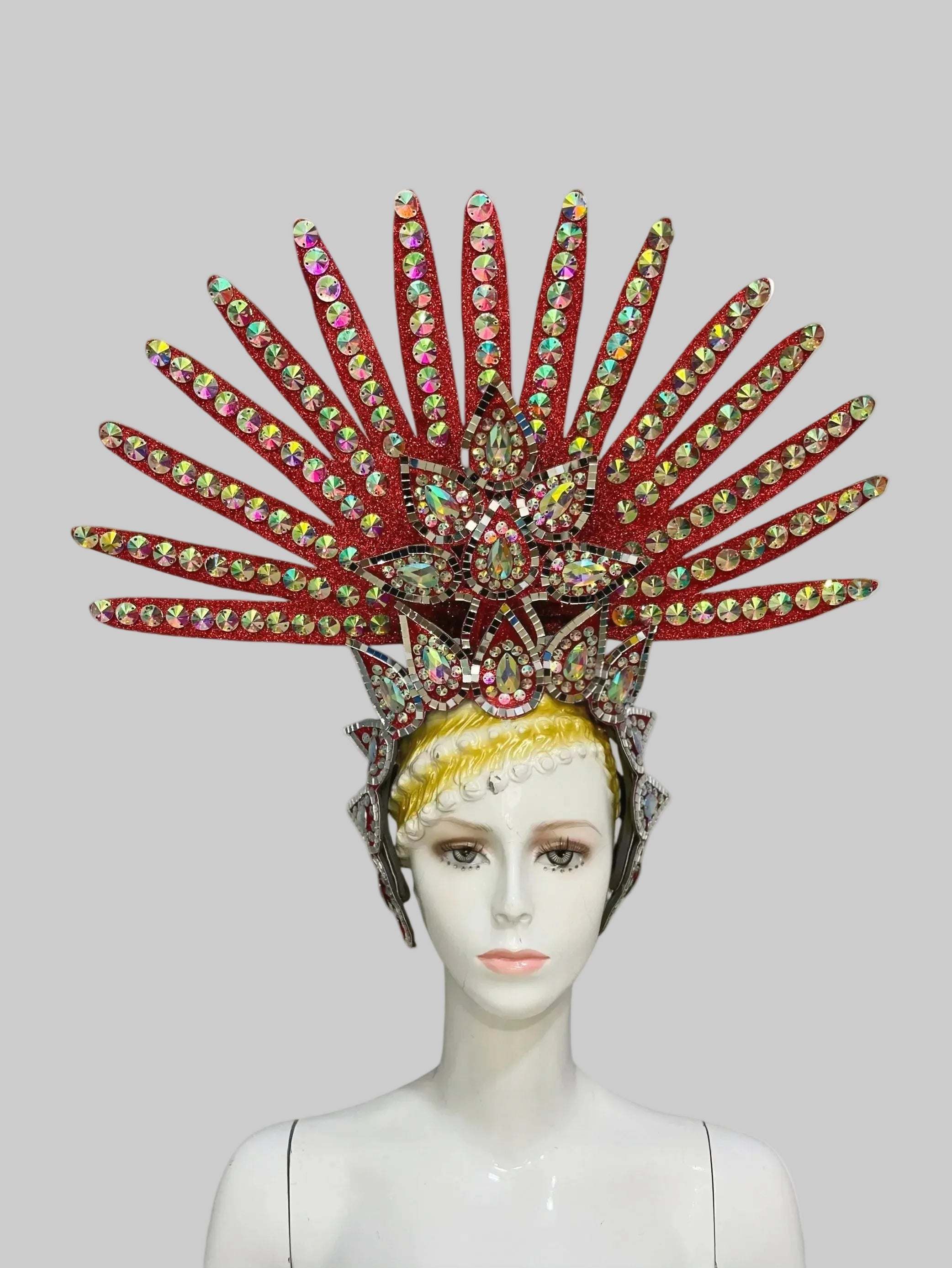 Samba Feather Headdress & Wings - Multi-Color Carnival Costume Set with Rhinestones