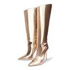 Metallic Knee-High Boot | Stiletto | Rose Gold, Gold & Pink