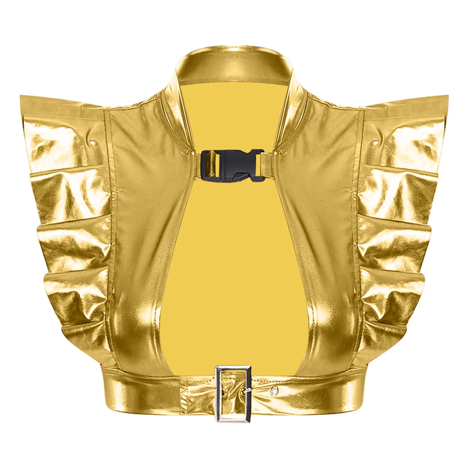 Metallic Shoulder Armor Shrug Crop Top | 6 Colors