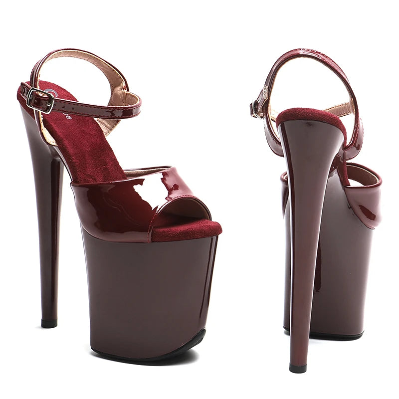 Patent Platform Cut-Out Sandals - 8 Inch Pole Dance Heels