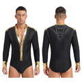 Men’s Dance Bodysuit | Metallic Gold Trim