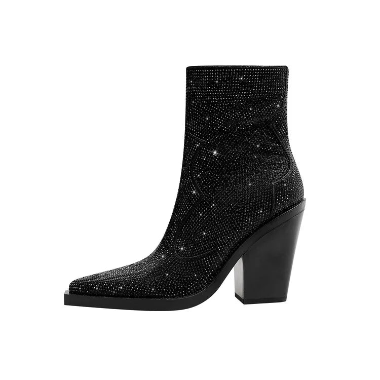 Rhinestone Western Mid-Calf Boots | Stage & Drag
