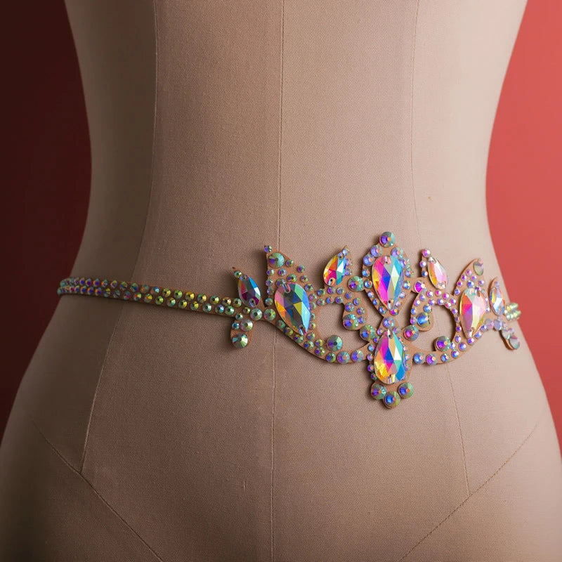 Belly Dance Chain Belt | Rhinestone Floral | Pearl & Alloy | 6 Styles