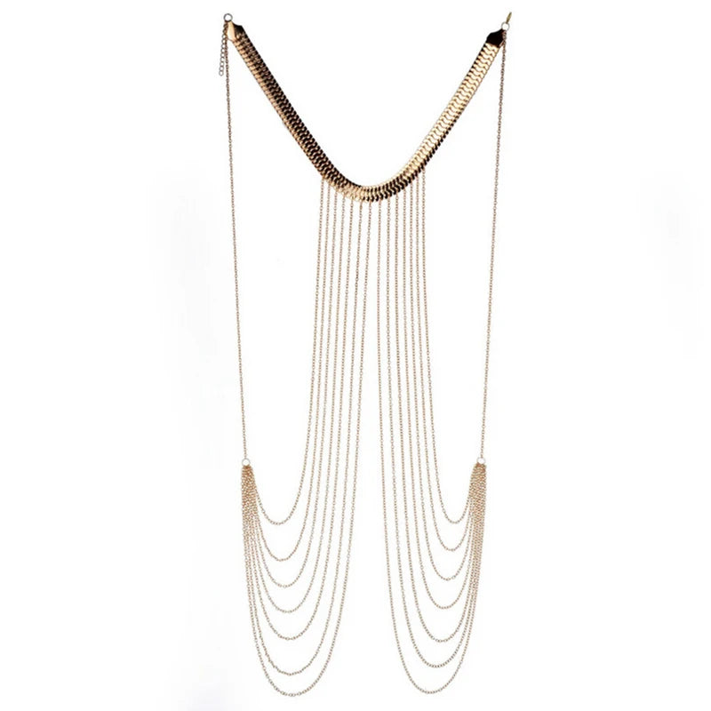 Golden Cascade Tassel Body Chain