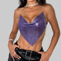 Rhinestone Diamond Halter Crop Top