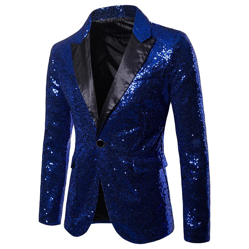 Men's Sequin Blazer | Shawl Collar | Stage & Performance | 14 Colors