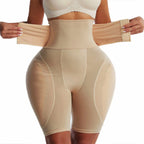 Hip & Butt Enhancer Padded Shapewear Shorts — High Waist Butt Lifter | Skin & Black