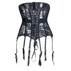 Floral Lace Overbust Corset | Garter Straps | Plus Size