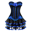 Striped Brocade Overbust Corset Dress | Tiered Ruffle Skirt | Burlesque & Cabaret | S–6XL