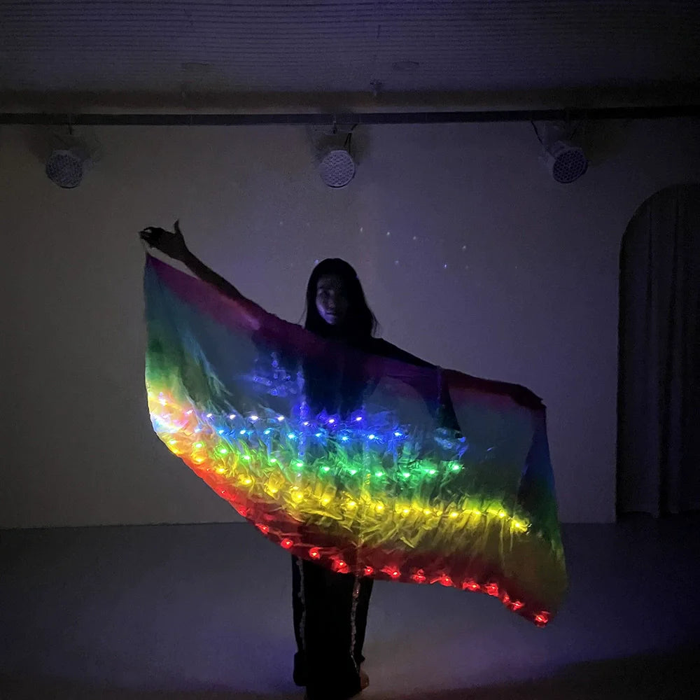 LED Rainbow Veil | Silk Dance Prop with Poi Ball