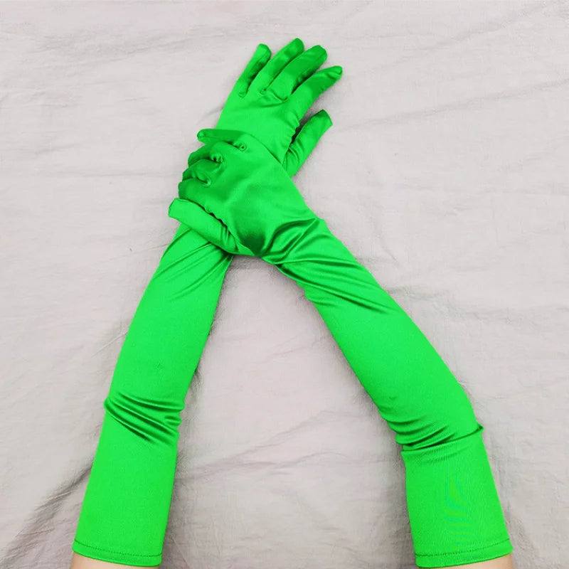 Elbow-Length Satin Gloves | Stagewear