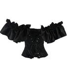 Off-Shoulder Overbust Corset | Black | Ruffle Trim