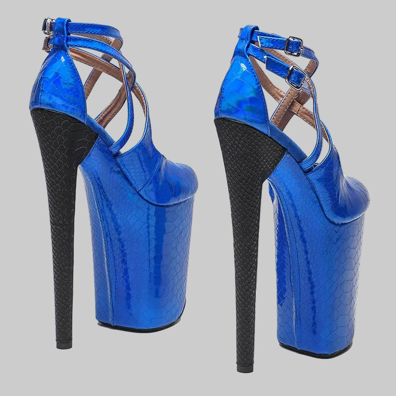 9-Inch Snakeskin Platform Heels - Fashion Pole Dance Sandals