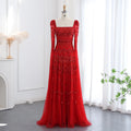 Sequin Beaded A-Line Gown | Square Neck Cap Sleeve | 5 Colors