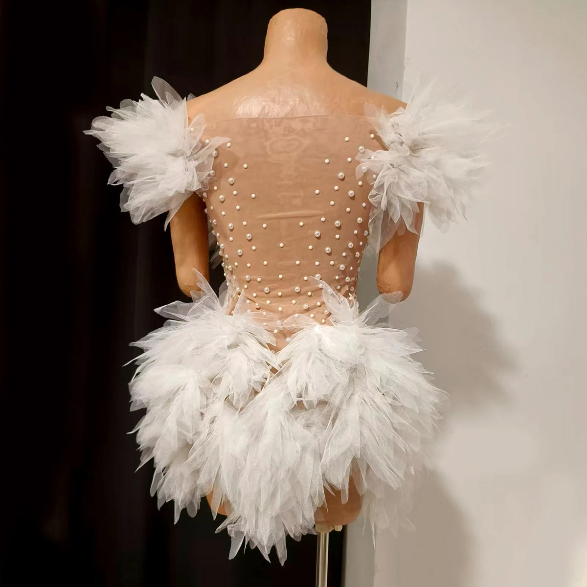 Rhinestone Winged Costume | White Mini Dress