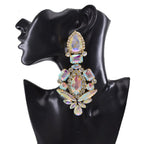 Crystal Dangle Drop Earrings | Clip-On | Oversized