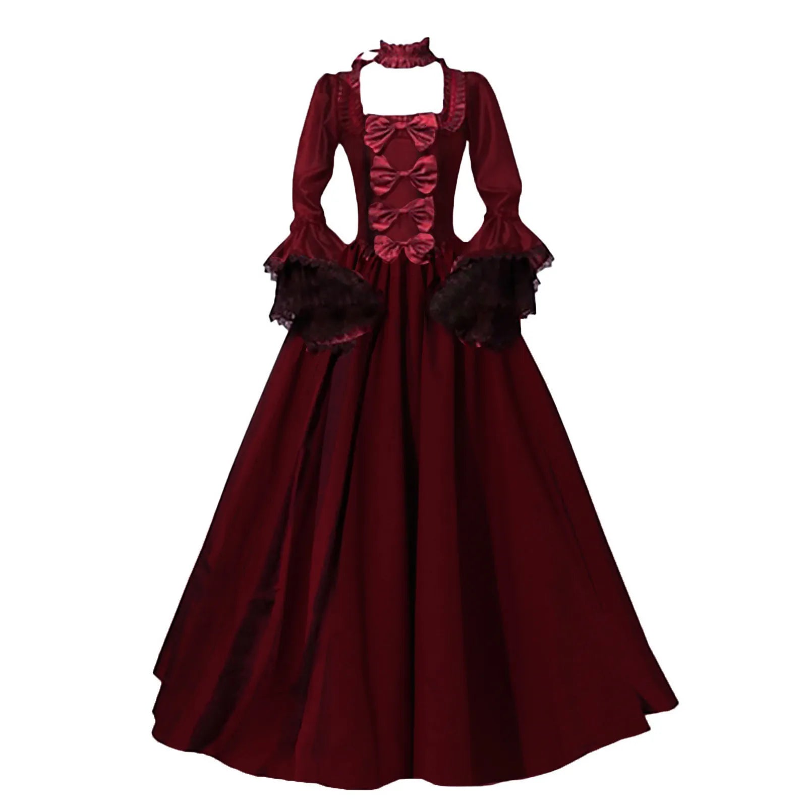 Victorian Court Gown | Lace Patchwork | Flare Sleeve