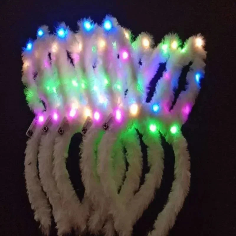 LED Bunny Ear Headbands | Glow Light-Up | Mixed Colors 12pc