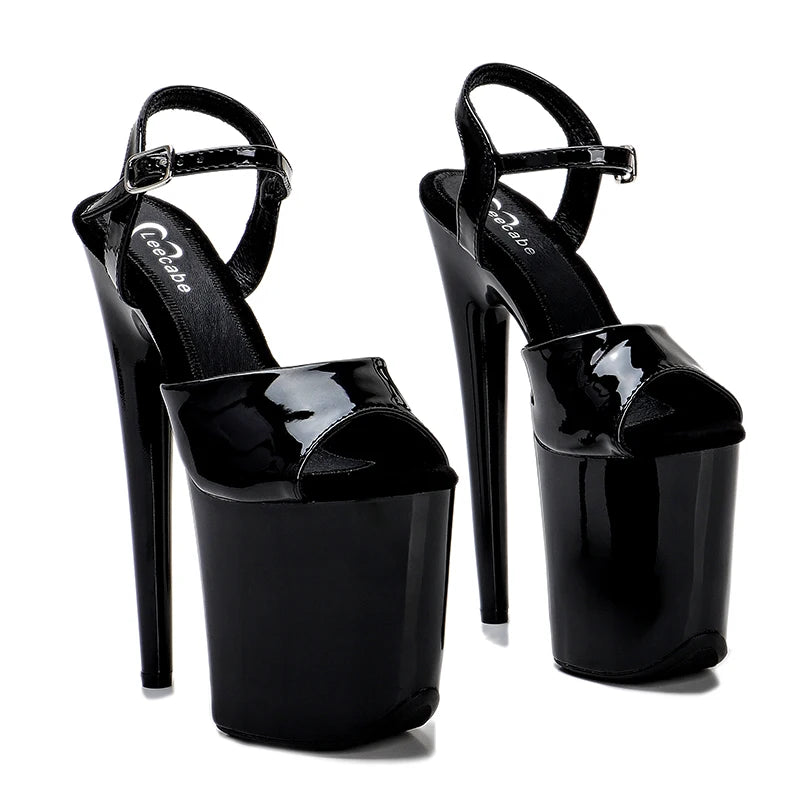 20CM Platform Sandals - Patent Finish High Heel Pole Dance Shoes