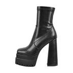 Double Platform Ankle Boot | Chunky Heel | Black Matte