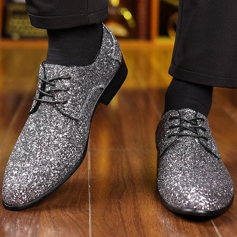 Men’s Glitter Oxfords | Pointed Toe