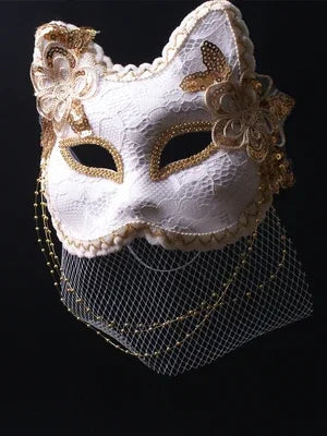 Venetian Cat Mask | Lace & Veil | 16 Styles