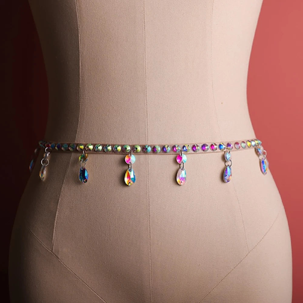 Belly Dance Chain Belt | Rhinestone Floral | Pearl & Alloy | 6 Styles