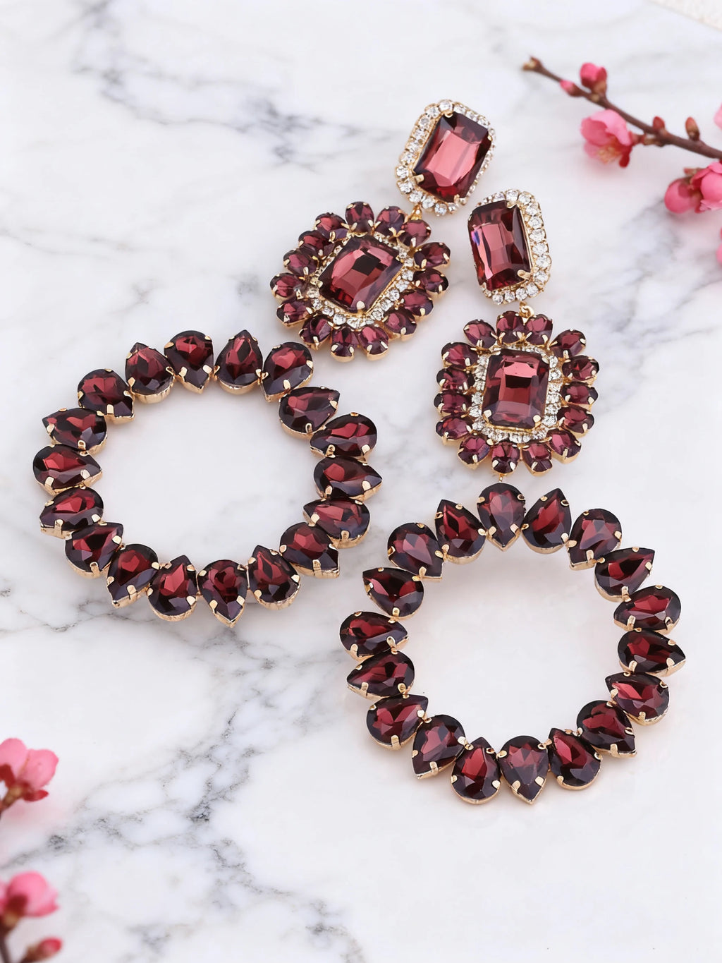 Rhinestone Round Drop Earrings | Clip or Pin