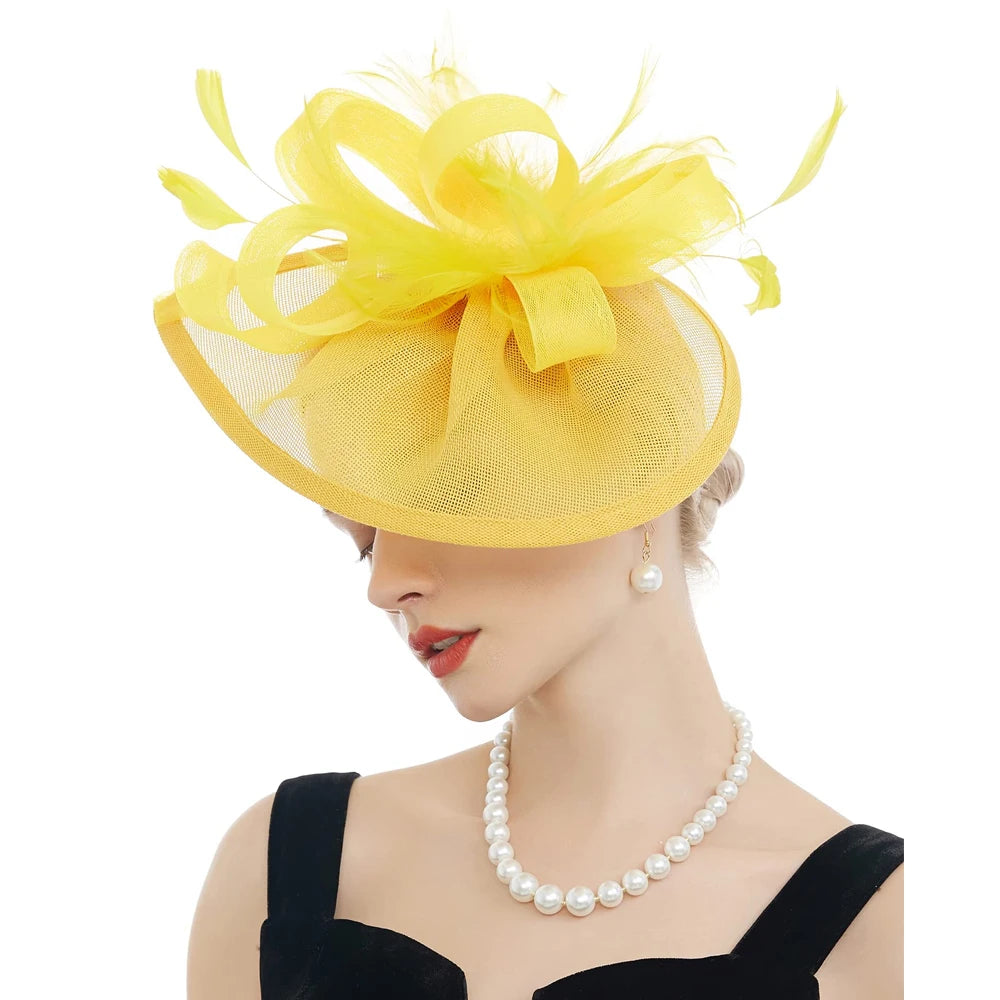 Feather & Mesh Drop Fascinator | Bridal & Tea Party | 8 Colors