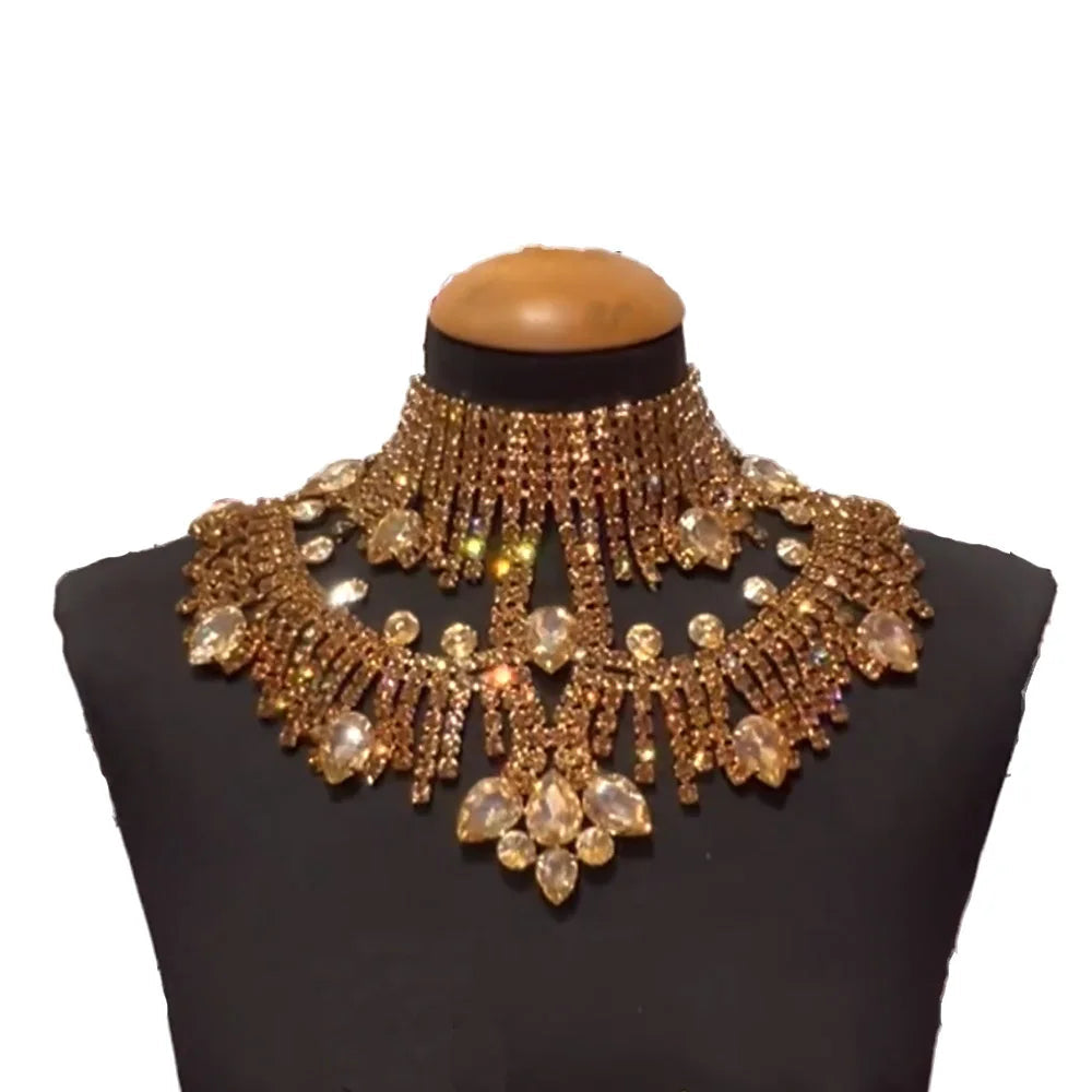 Crystal Rhinestone Necklace & Earring Set | Drag & Bridal Jewelry