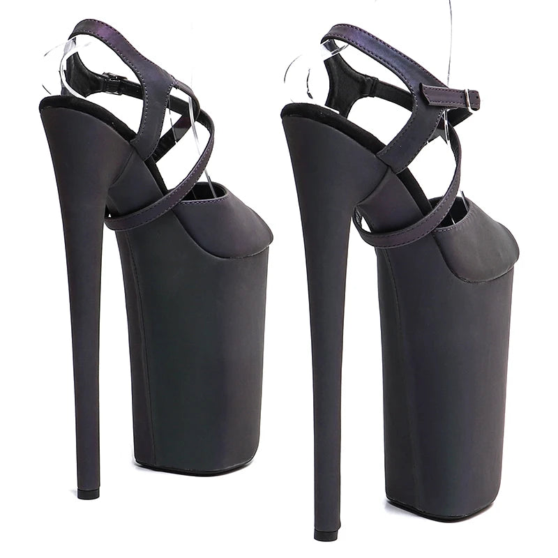 10-Inch Holographic Platform Sandals - Peep Toe Exotic Dance Heels