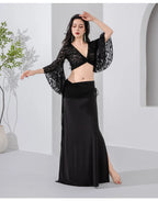 Belly Dance Costume | Lace Bell Sleeve Top & Maxi Skirt