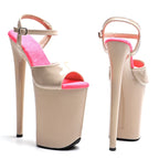 9-Inch Patent Platform Heels - High-Shine Slip-On Sandals