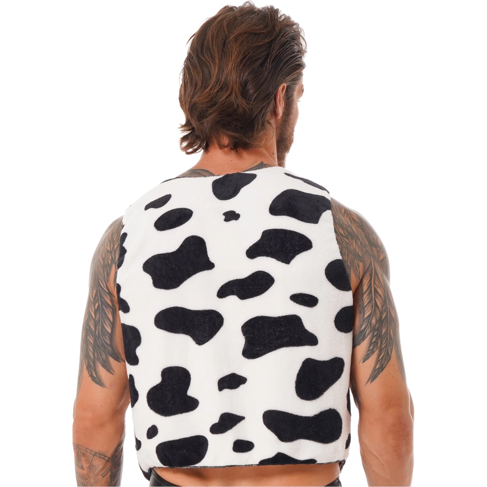 Cow Print Flannel Vest | Men's Festival Costume