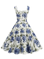 1950s Lemon Print Swing Dress | Square Neck | Sleeveless