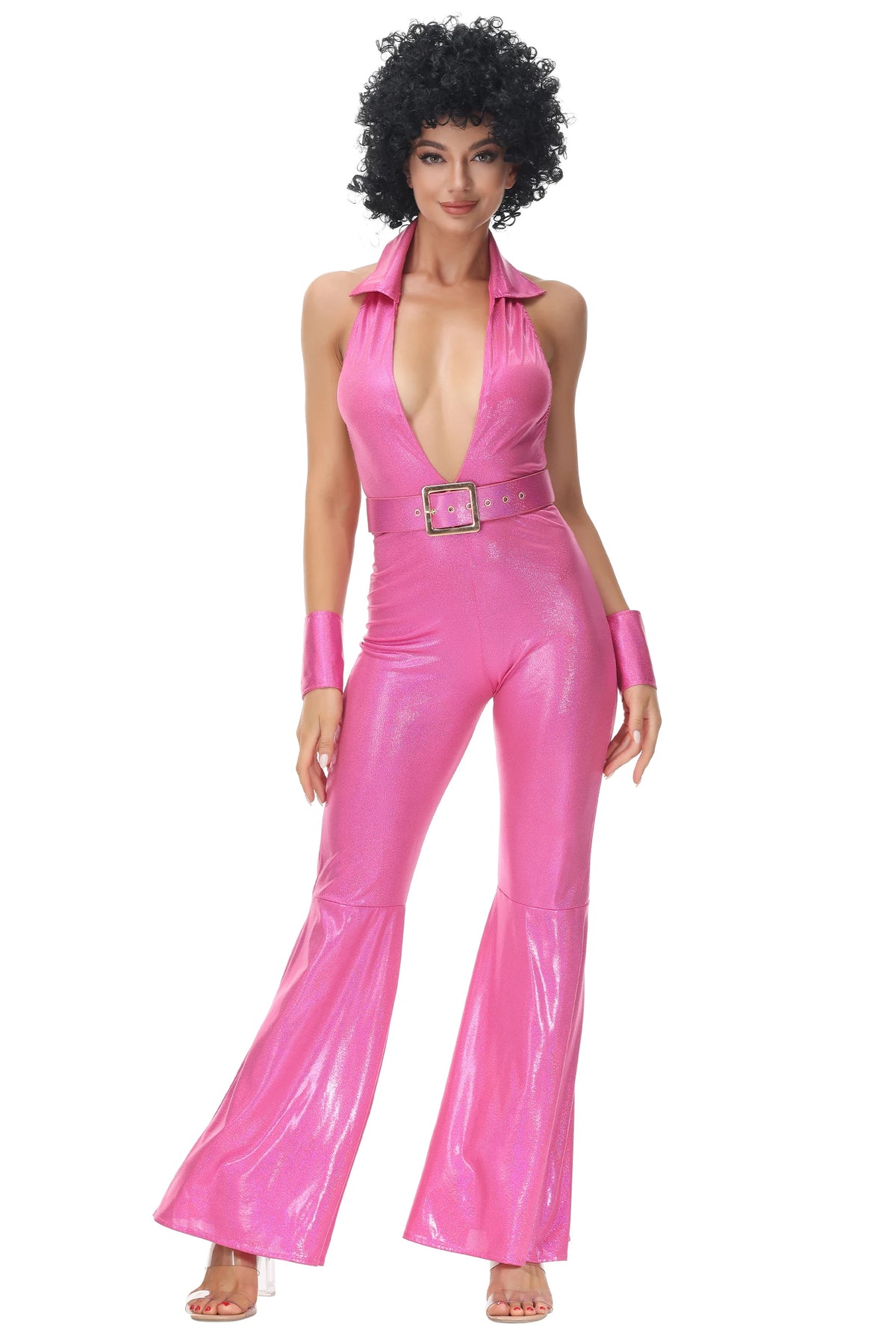 Disco Jumpsuit | Pink Flared Halter