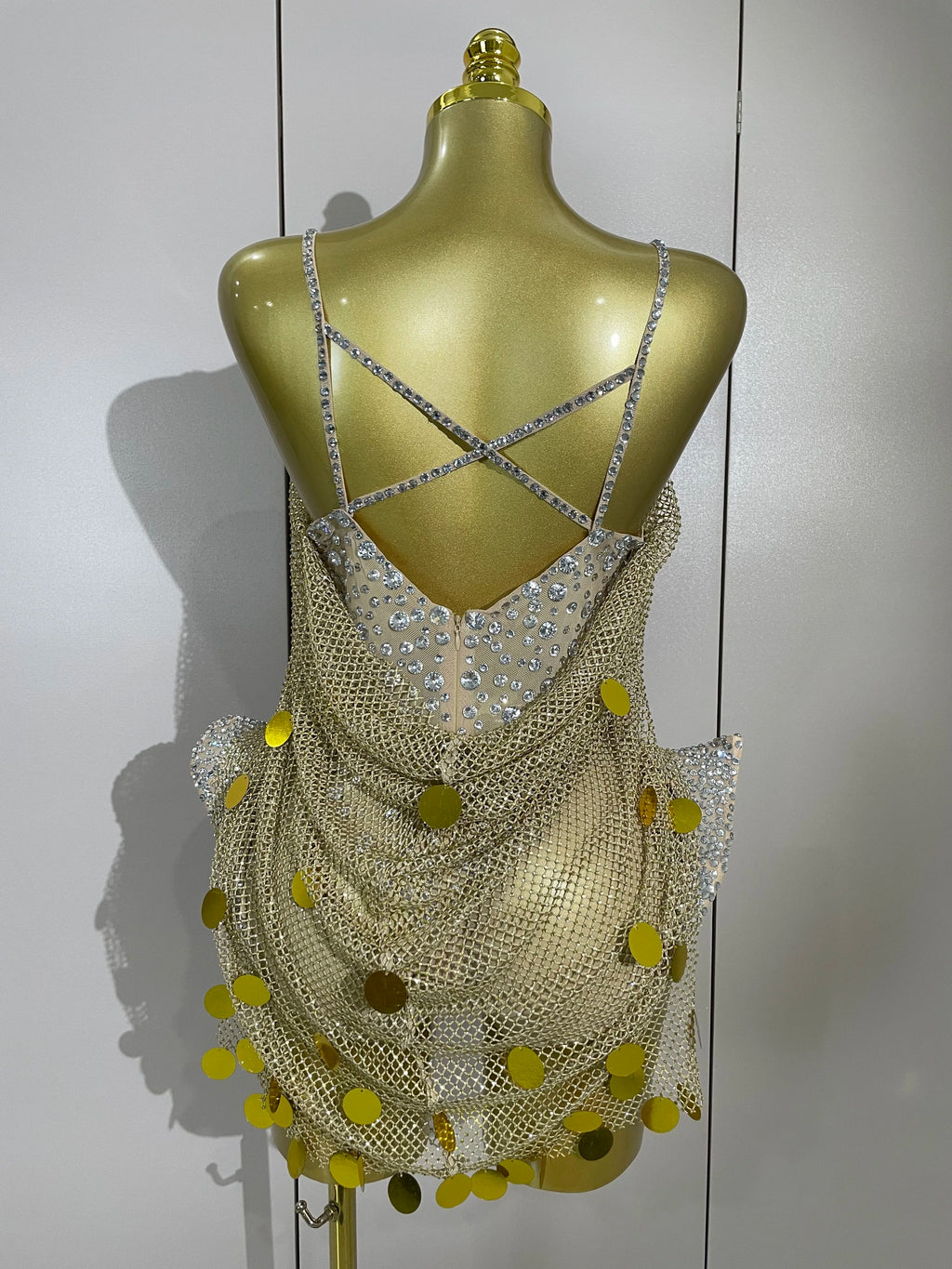 Gold Coin Disc Bodysuit | Rhinestone Chain | S–XL