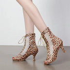 Lace-Up Mesh Dance Boots | Latin & Jazz | Multi-Heel