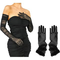 Sheer Black Opera Gloves | 53 cm