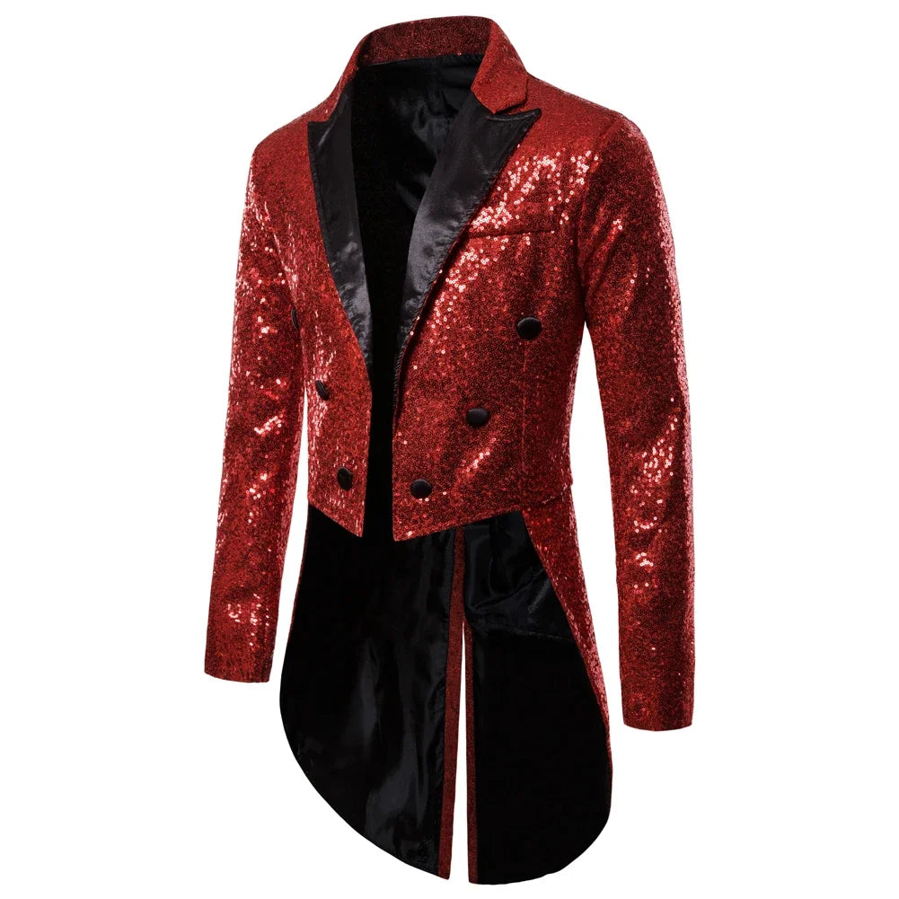 Men's Sequin Tailcoat Jacket | Glitter | Stage & Party