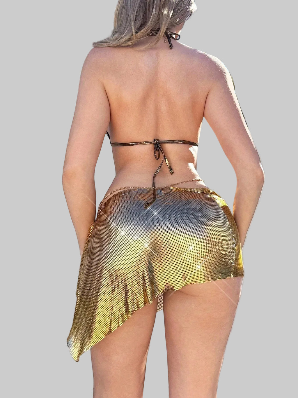 Sequin Mini Skirt - Festival A-Line Skirt with Metallic Detail