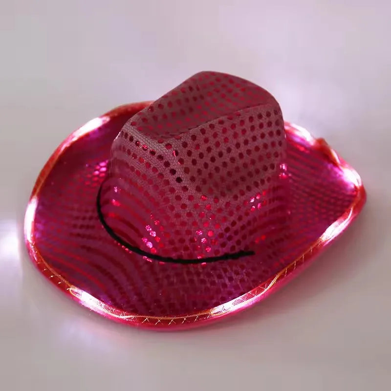LED Sequin Glow Cowboy Hat | 9 Colors