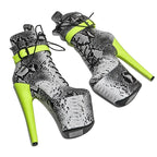 20CM Platform Ankle Boots - Snake Print High Heel Pole Dance Boots