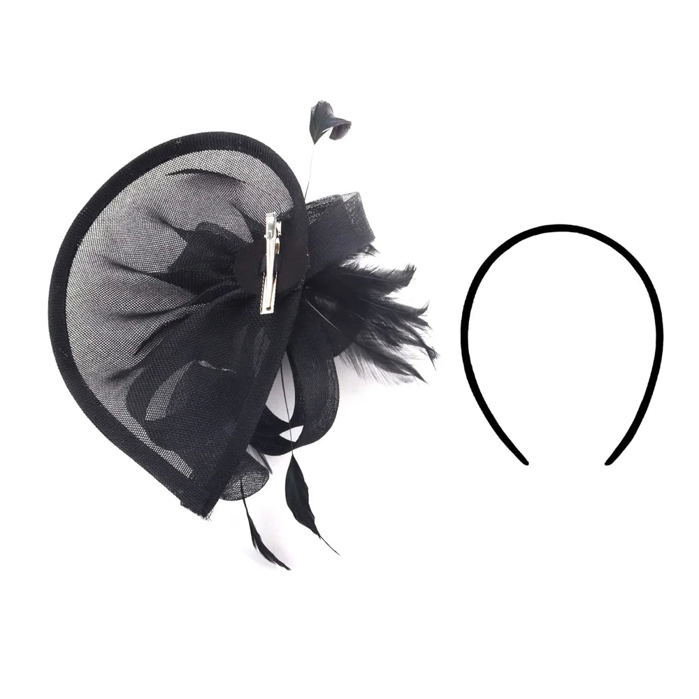 Feather & Mesh Drop Fascinator | Bridal & Tea Party | 8 Colors